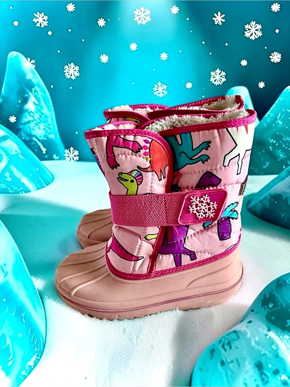 The Children’s Place Toddler Girls Boots Pink Dino Snow Size 11 EUC